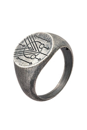 Ring 925 Silber Siegelring Kreis matt oxidiert Tattoo Motiv