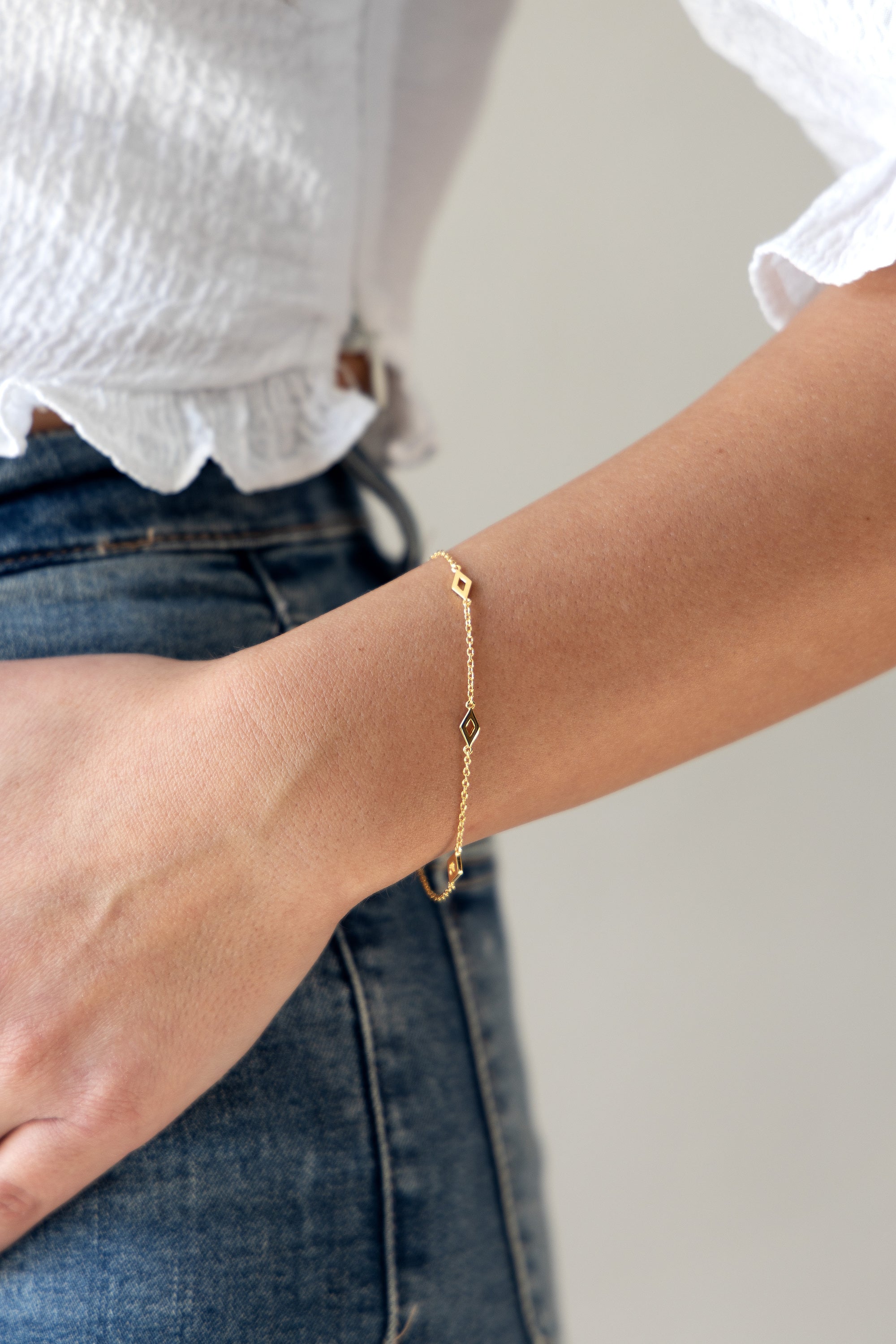 Armband 925 Silber vergoldet Rauten Cut-Outs