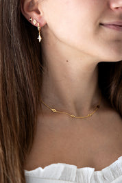 Halskette Choker 925 Silber vergoldet Rauten mit Cut-Outs