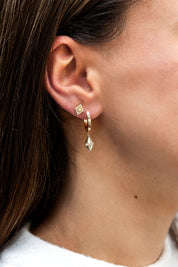 Creolen 925 Silber vergoldet Rauten Anhänger und Zirkonia