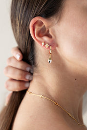 Creolen 925 Silber vergoldet Rauten Anhänger und Zirkonia