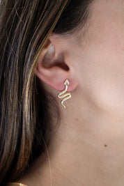 Ohrstecker 925 Silber vergoldet Schlange mit Zirkonia