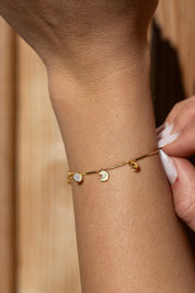 Armband 925 Silber vergoldet Anhänger Mondphasen Zirkonia