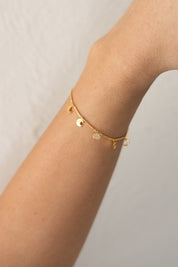 Armband 925 Silber vergoldet Anhänger Mondphasen Zirkonia