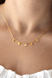 Halskette 925 Silber vergoldet Anhänger Mondphasen Zirkonia