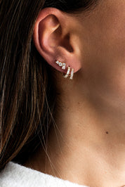 Creole 925 Sterling Silber vergoldet Double Design mit Zirkonia