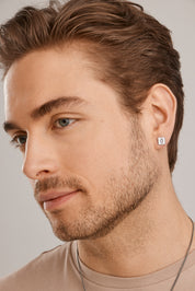 Single Ohrstecker 925/-Sterling Silber matt oxodiert Sailor Wappen Tau