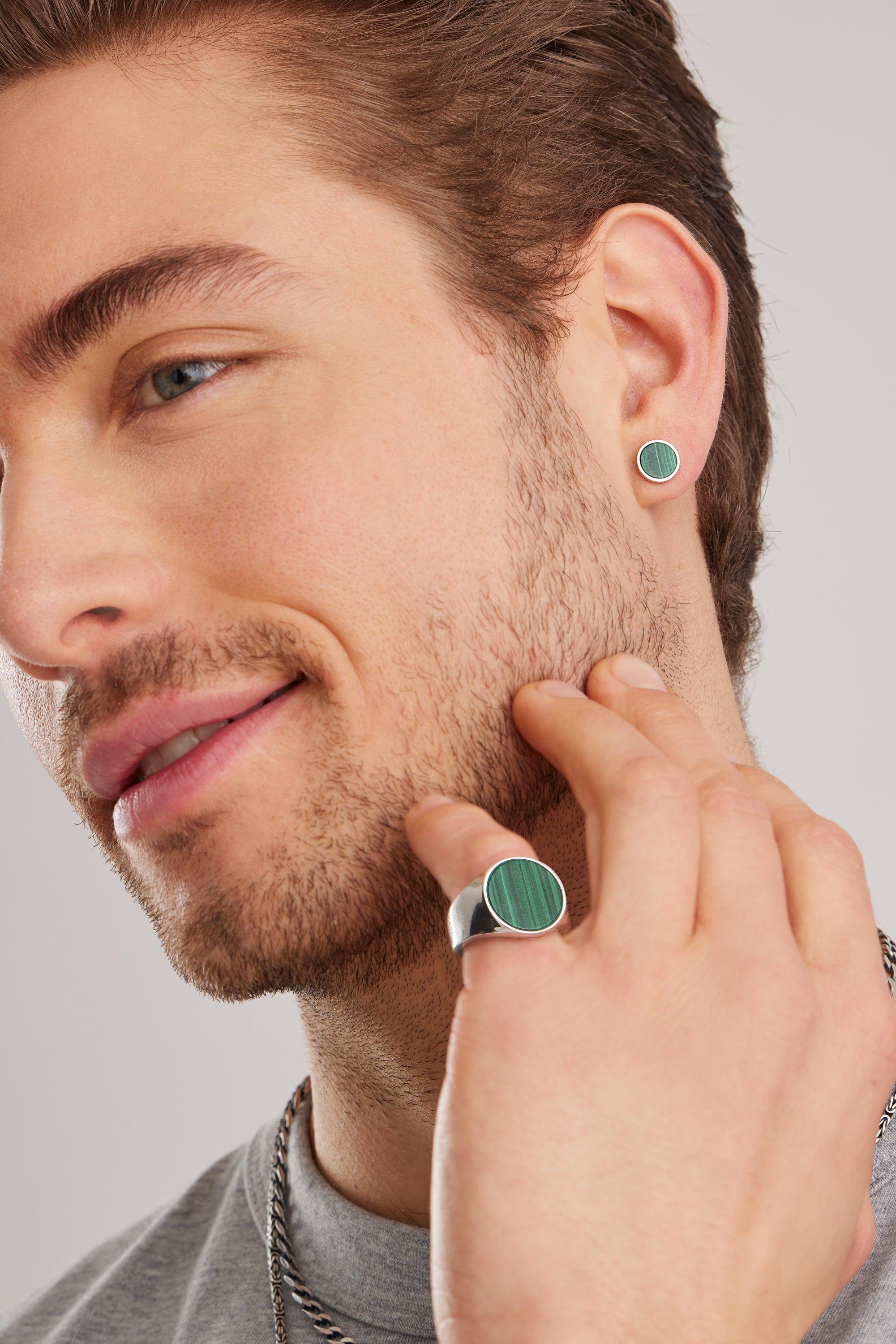 Ring 925 Silber rhodiniert Malachit