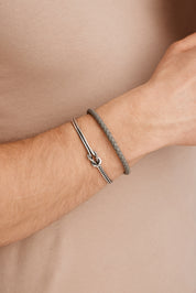 Armband Leder olivenblattgegerbt  grau schwarz