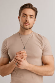 Anhänger mit Kette 925/- Silber matt oxidiert Tattoo Motiv