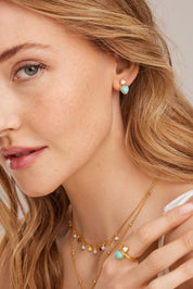 Ohrstecker 925 Silber vergoldet Dreiecke Amazonit & weißer Achat