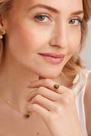 Ring 925 Silber vergoldet Dreieck Labradorit