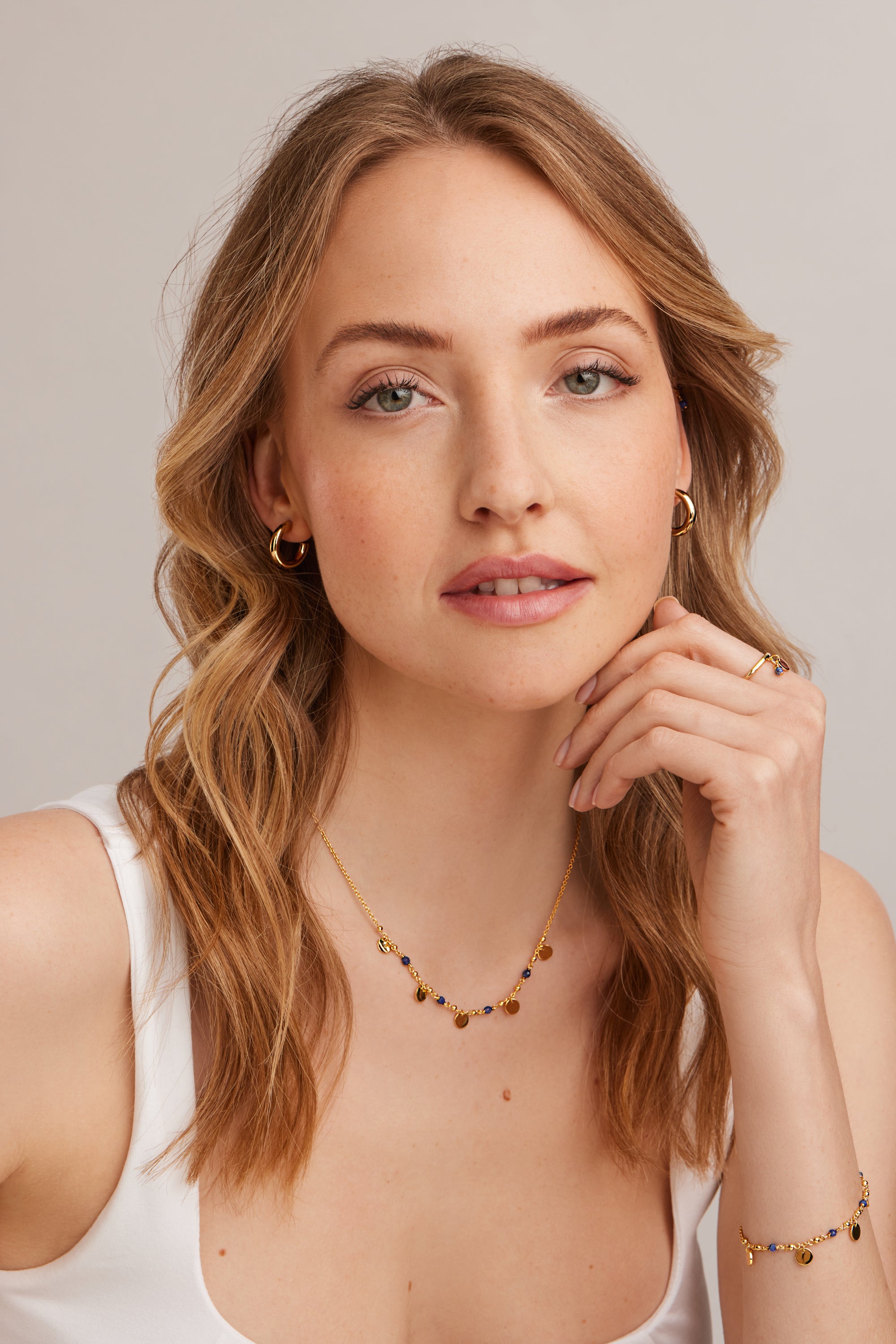 Collier 925 Silber vergoldet Lapislazuli Plättchen