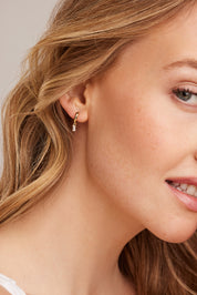 Creole 925 Sterling Silber vergoldet mit Zirkonia Baguette Anhänger