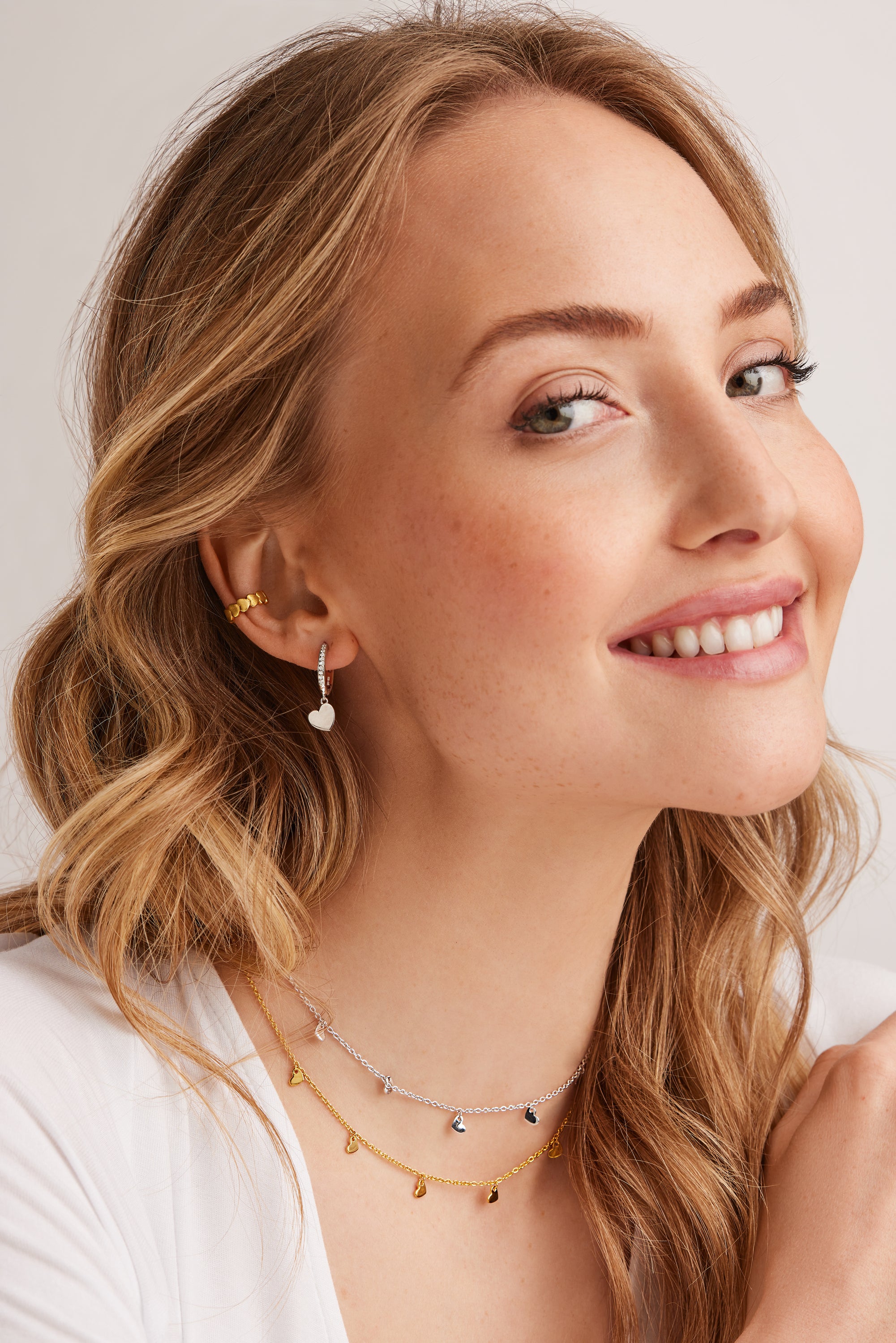 Ear Cuff 925 Sterling Silber gelb vergoldet Herzen