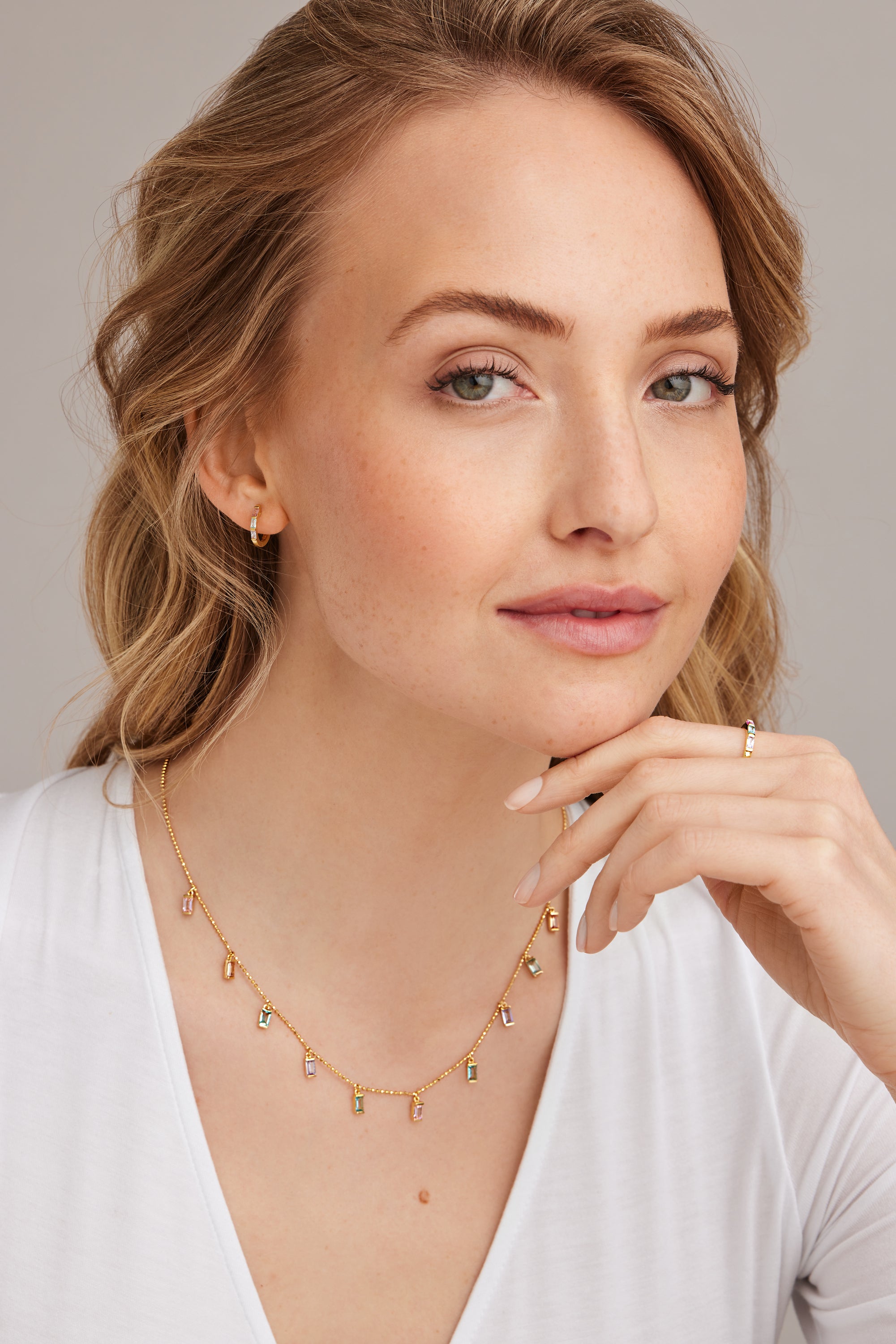 Creolen 925 Sterling Silber gelb vergoldet Zirkonia Pastell