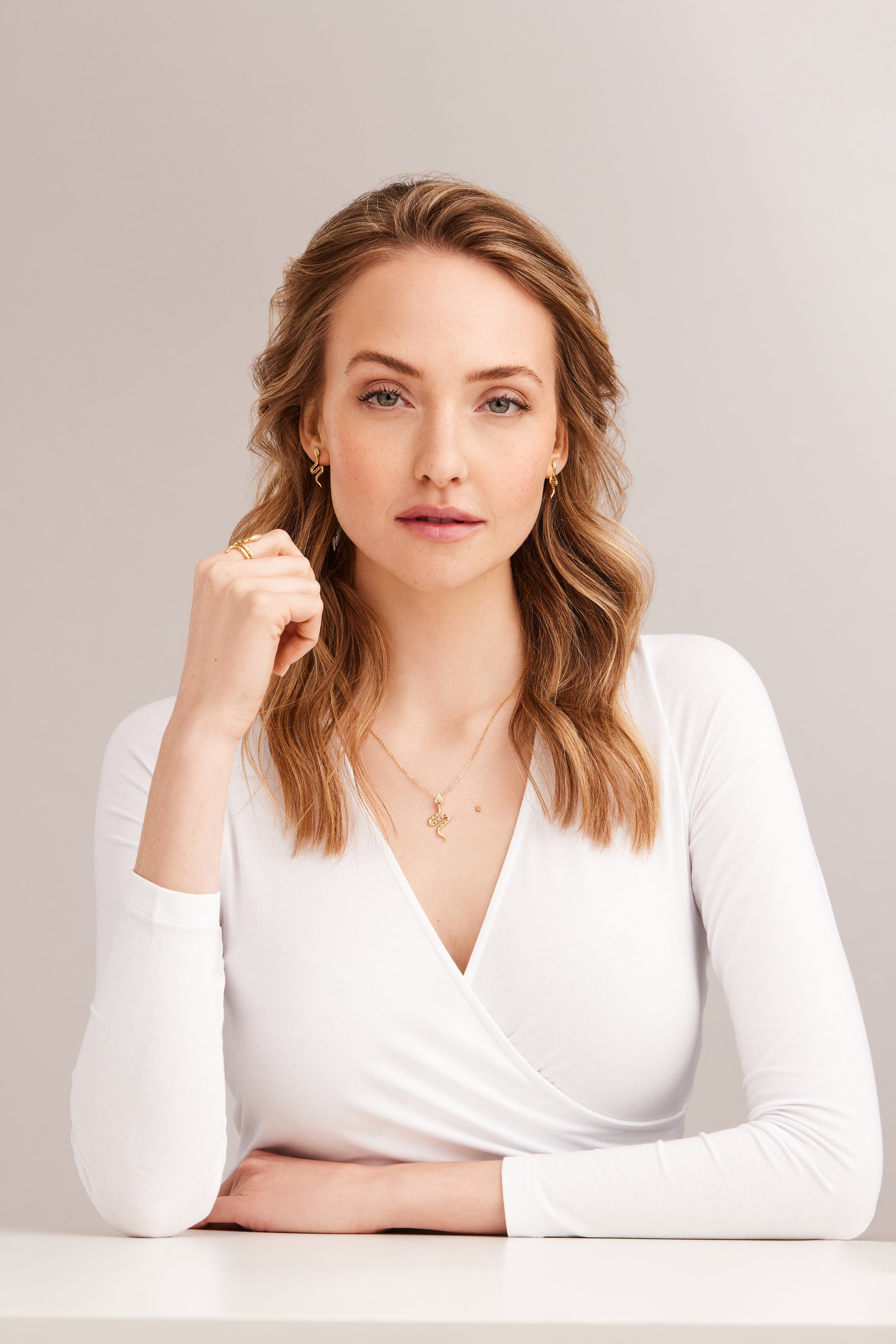 Ohrstecker 925 Silber vergoldet Schlange mit Zirkonia