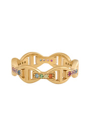 Ring 925 Silber vergoldet mit Zirkonia Rainbow