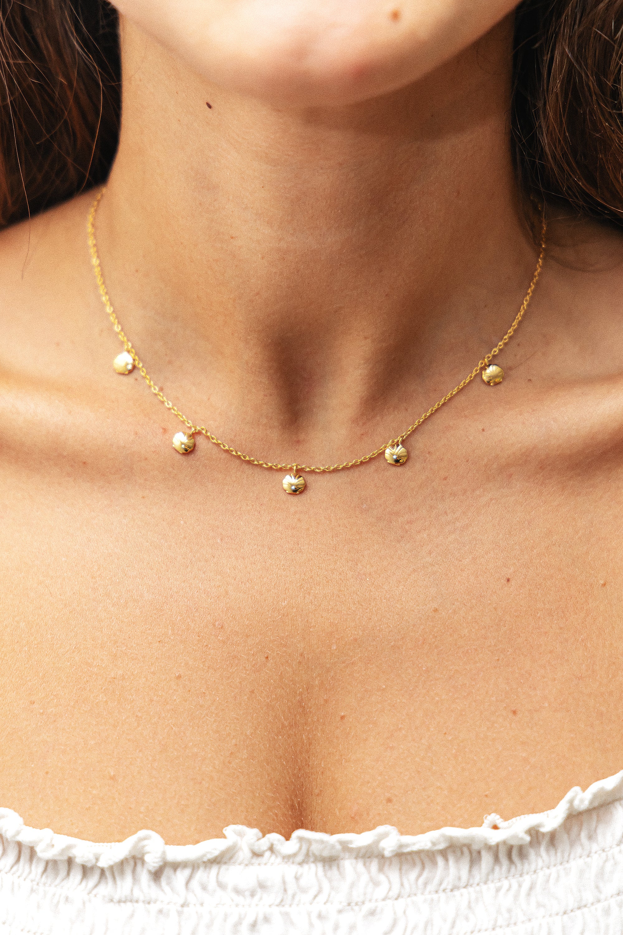 Halskette 925 Silber vergoldet mit Muschel Anhängern
