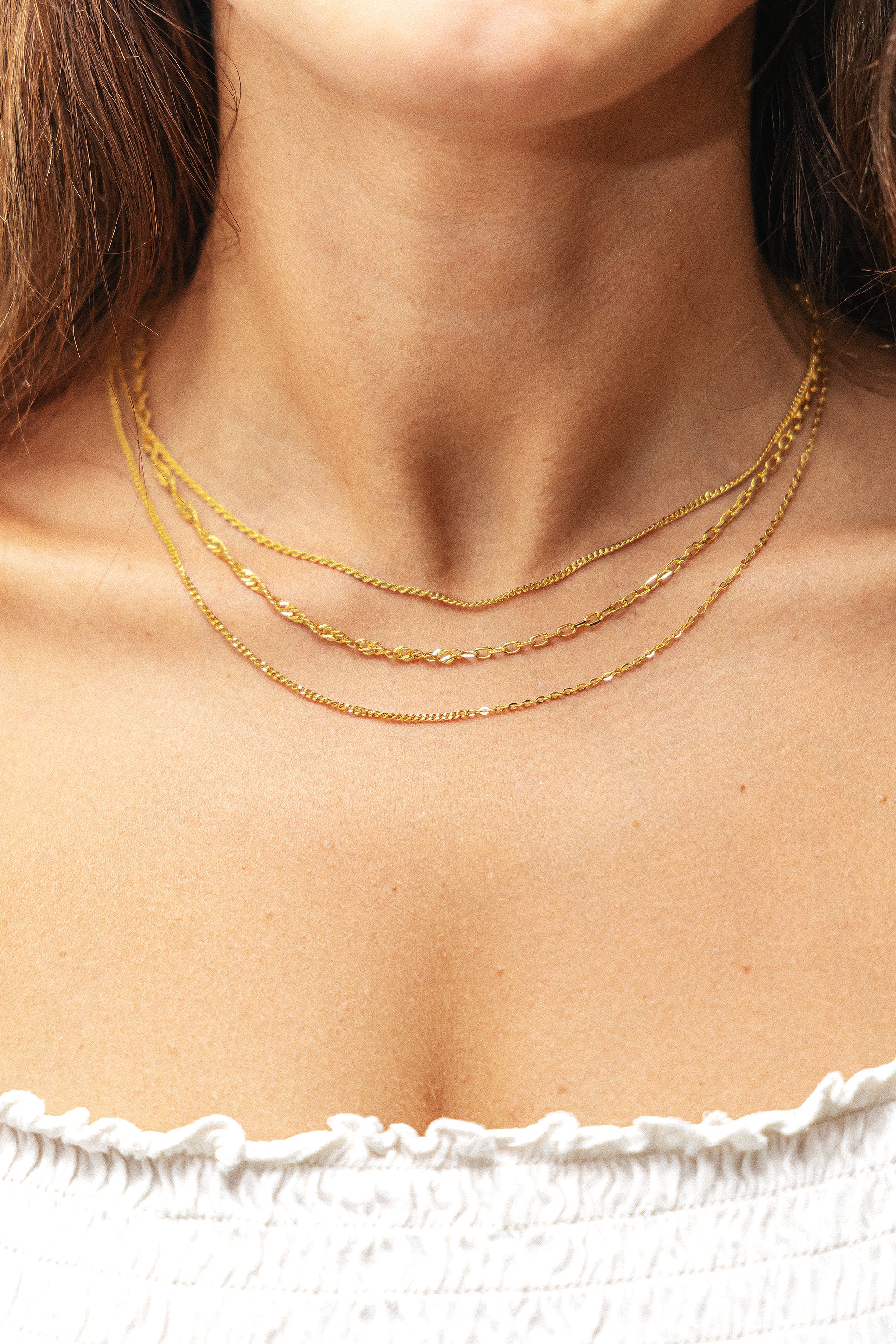 Halskette Silber 925 vergoldet Mixed Chains 42cm lang