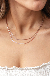 Collier 925/- Sterling Silber Venezianer Kette rosé vergoldet zweireihig