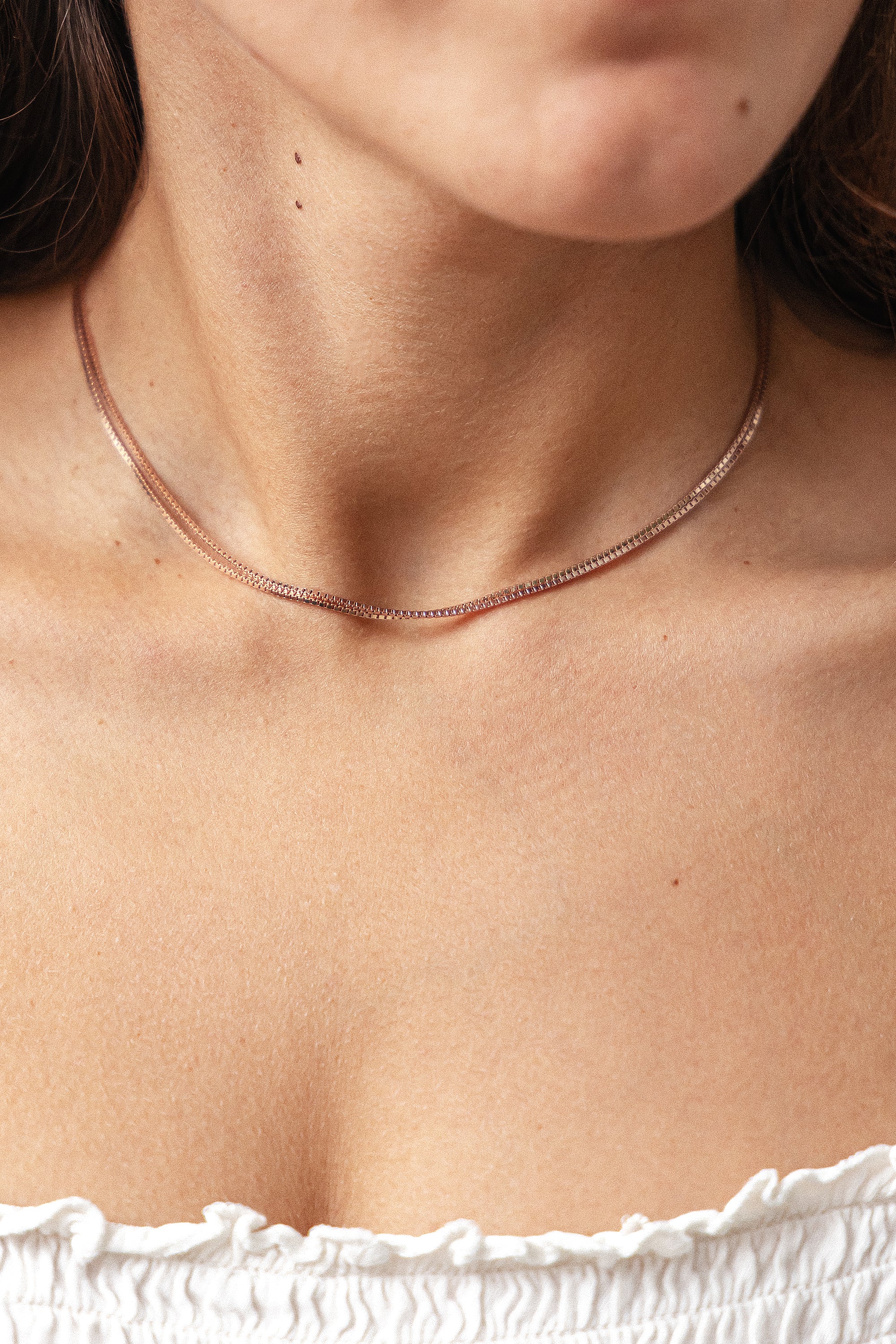 Collier Choker 925/- Sterling Silber Venezianer Kette rosé vergoldet zweireihig