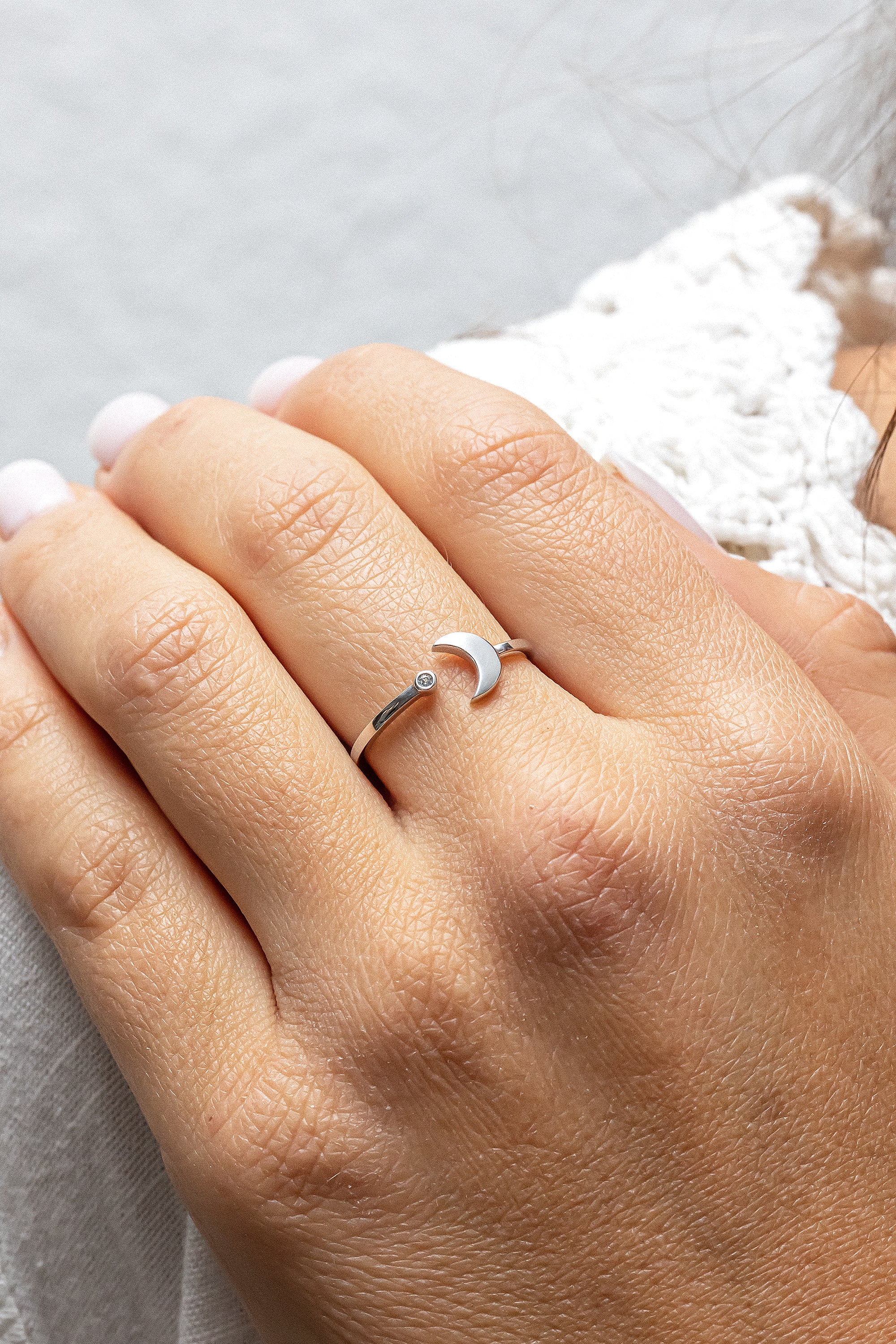 Ring 925 Sterling Silber rhodiniert Zirkonia Mond