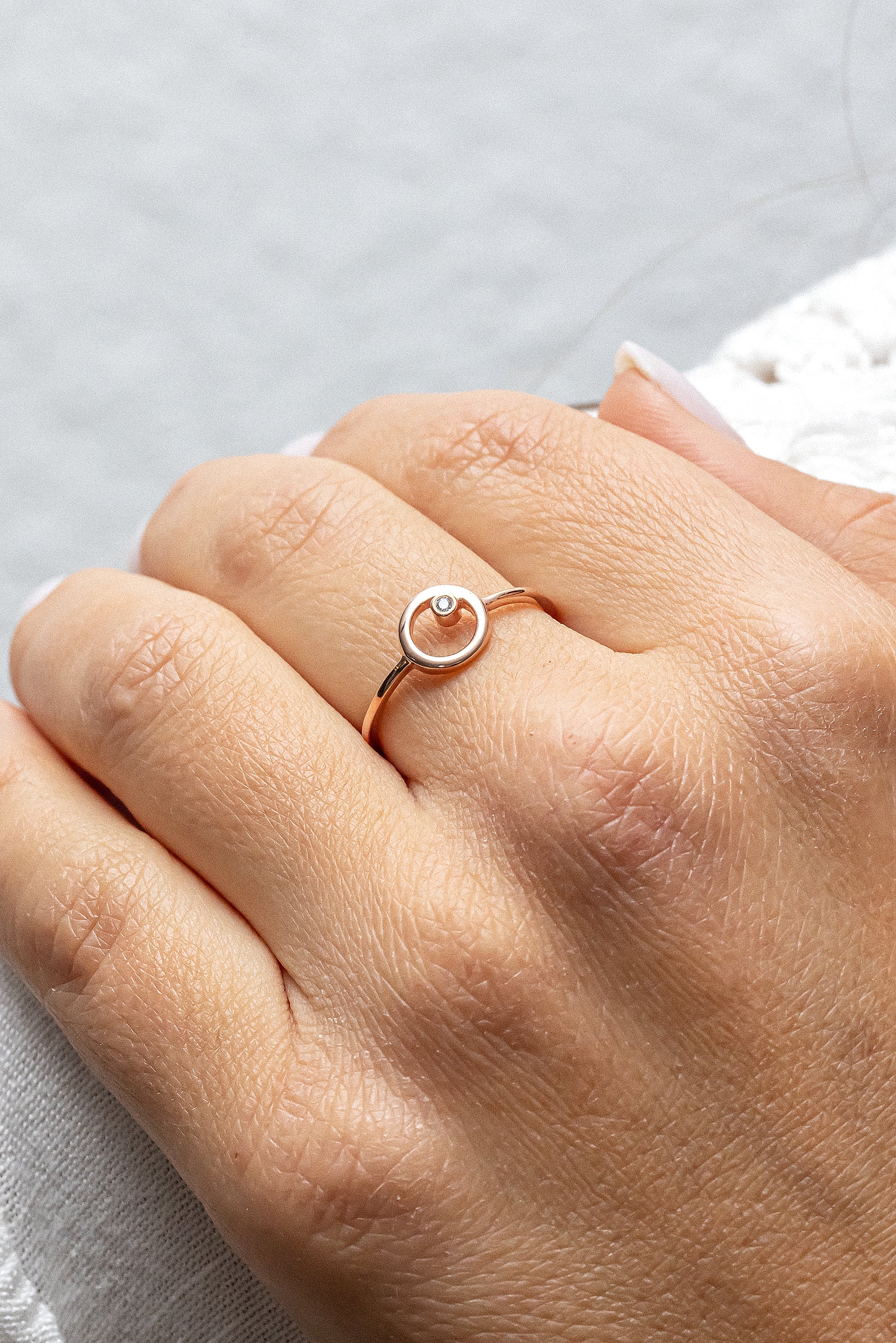 Ring 925 Sterling Silber rosé vergoldet Zirkonia Kreis