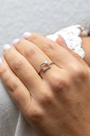 Ring 925 Sterling Silber rhodiniert Zirkonia Viereck