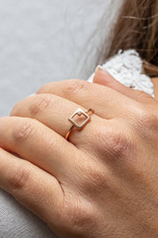 Ring 925 Sterling Silber rosé vergoldet Zirkonia Viereck