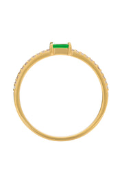 Ring 925 Silber vergoldet Baguette Stein grün