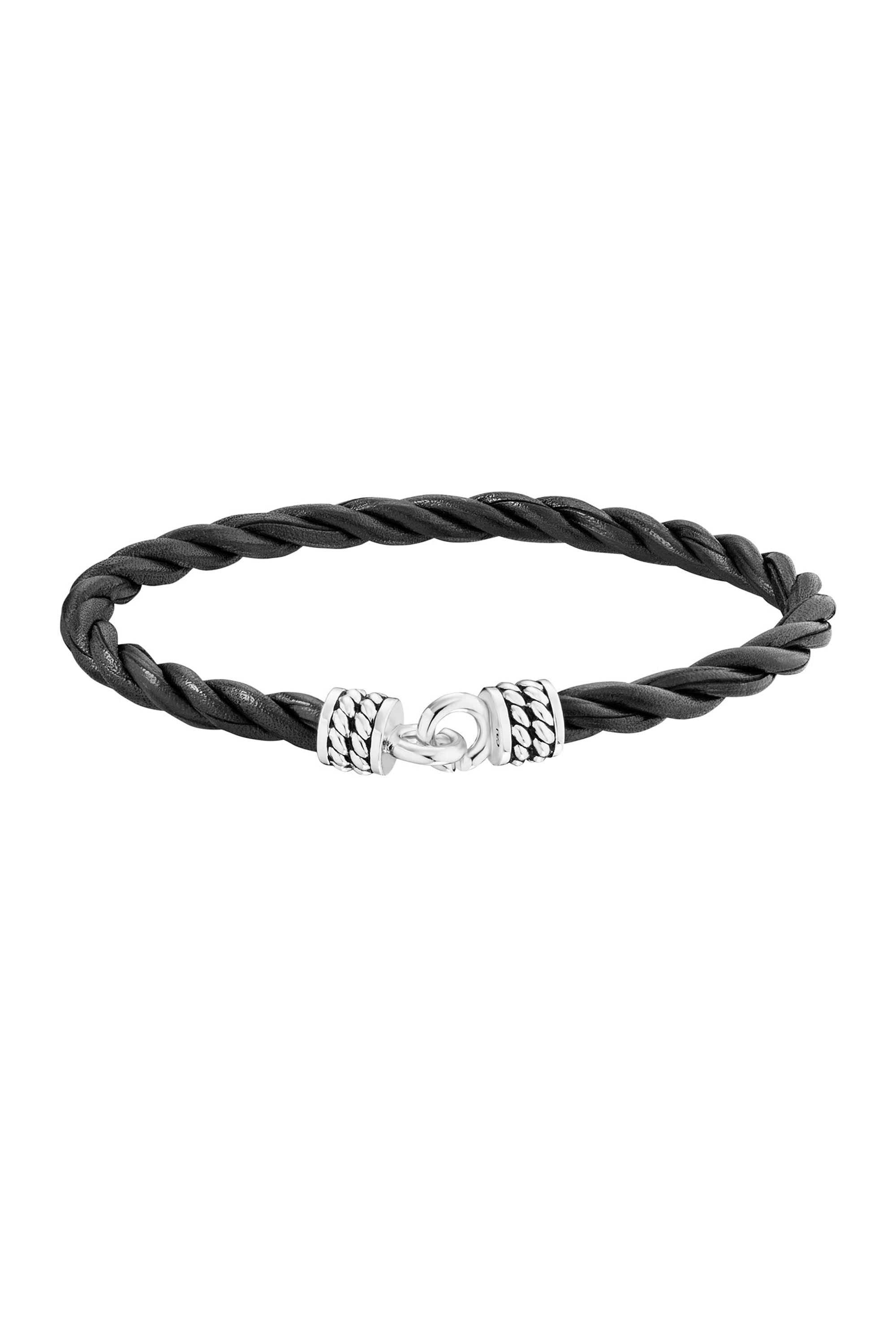 Armband 925/- Sterling Silber rhodiniert Lederband 21cm