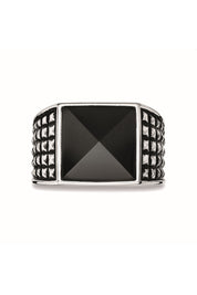 Ring 925/- Sterling Silber rhodiniert poliert Onyx