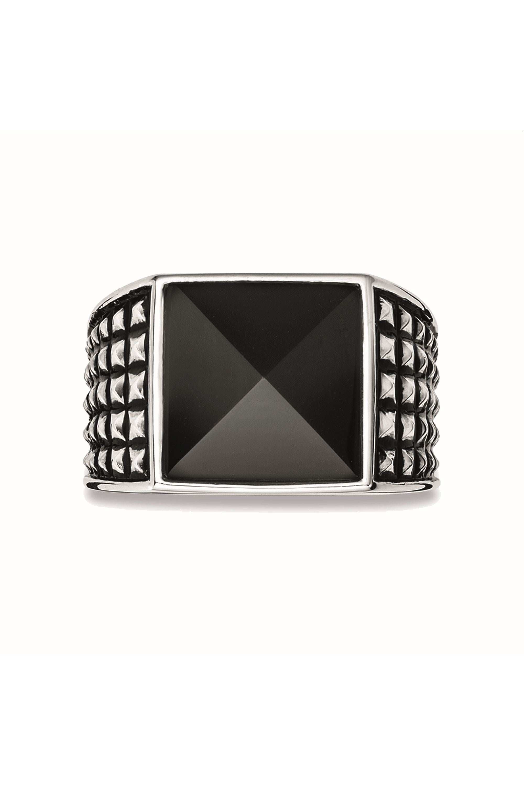 Ring 925/- Sterling Silber rhodiniert poliert Onyx