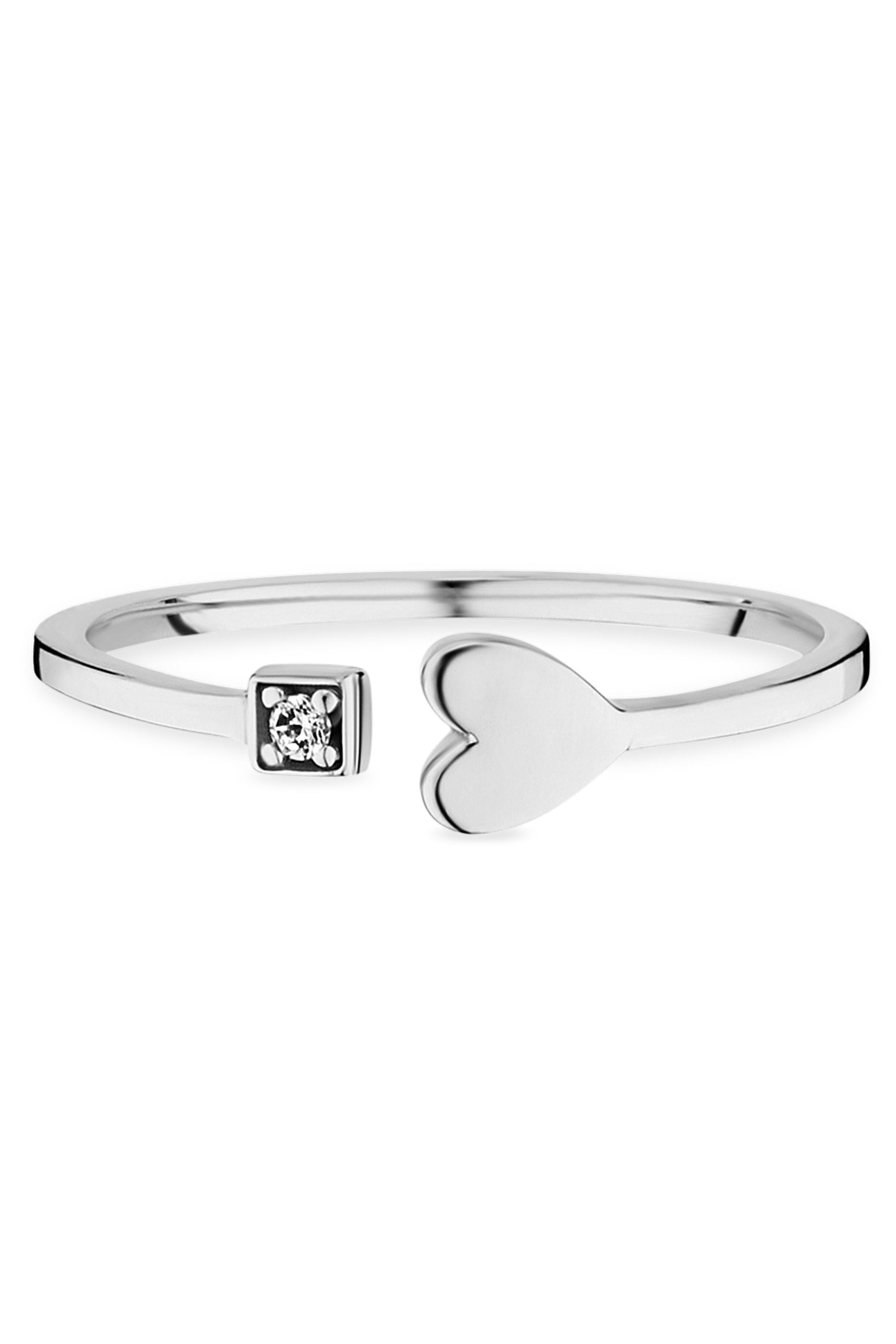 Ring 925/- Sterling Silber rhodiniert Zirkonia Herz