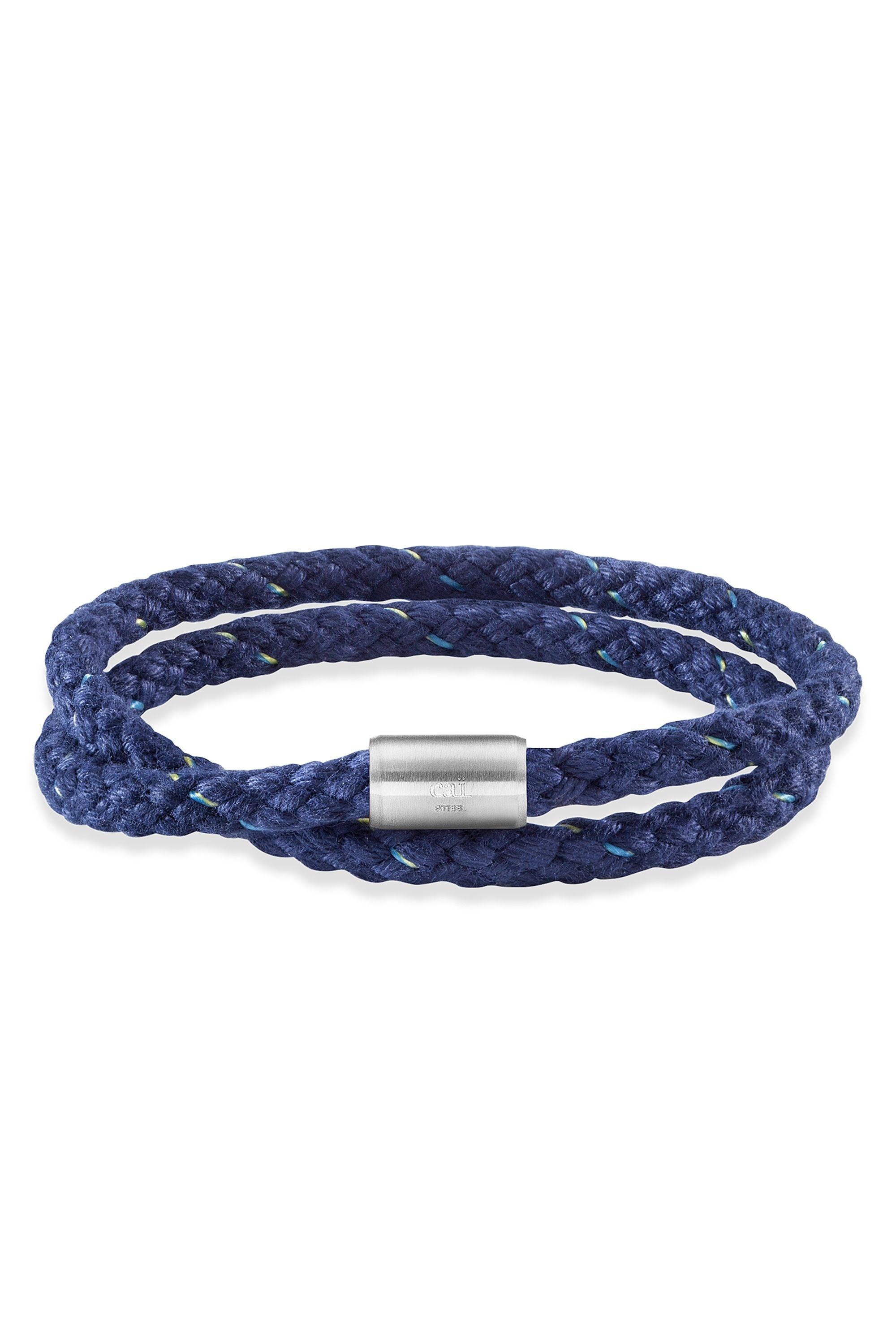 Armband Edelstahl Textil blau 23cm Magnetverschluß