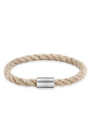 Armband Edelstahl Textilband creme 23cm