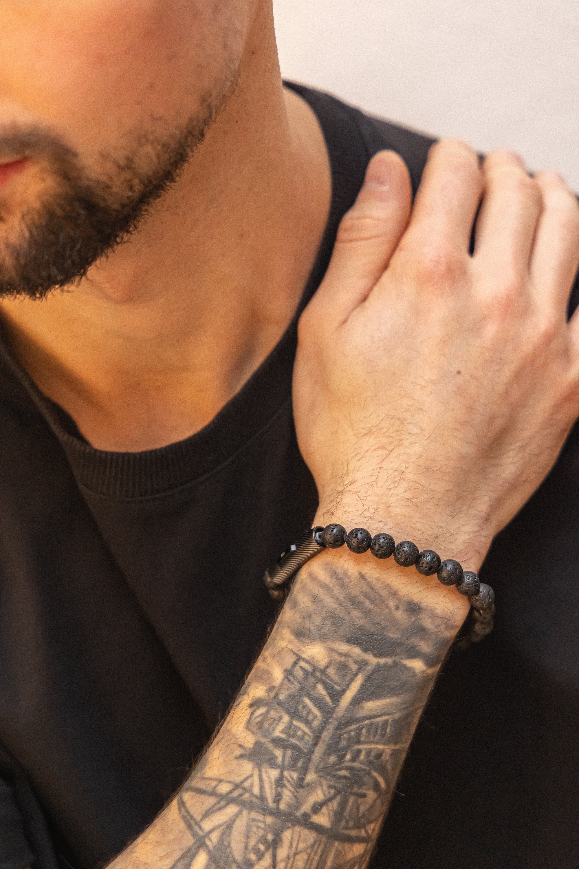 Armband Lavakugeln 21cm mit magnetischem Edelstahlverschluß