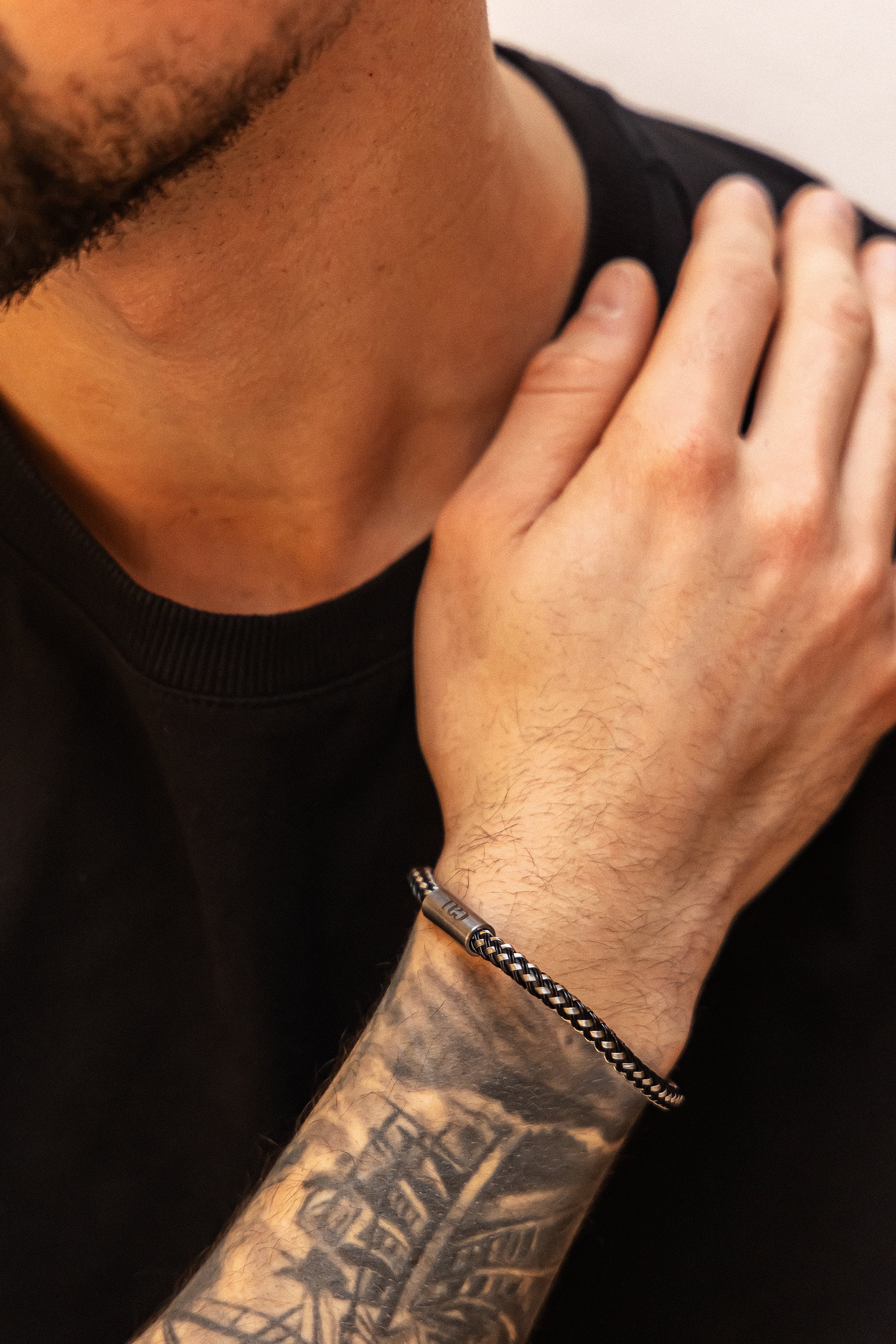 Armband Lederarmband schwarz 21cm