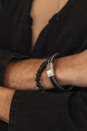 Armband Leder schwarz 21cm + Verlängerung