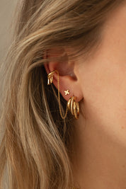 Creole 925 Silber vergoldet Triple Design mit Zirkonia