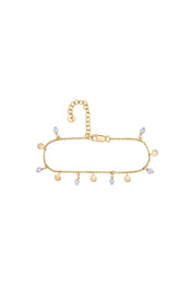 Armband 925 Silber vergoldet Chalcedon Plättchen