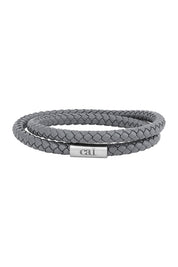 Armband Echtleder-Wickelarmband 21cm grau und magnetischem Edelstahlverschluß
