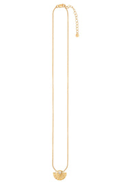 Collier 925 Silber vergoldet Fächer Anhänger mit Opal & Weißtopas