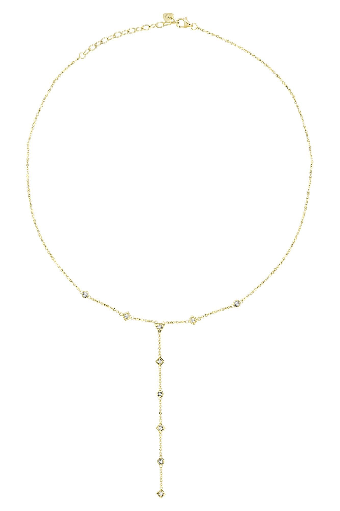 Halskette 925 Silbervergoldet Y-Kette mit Zirkonia