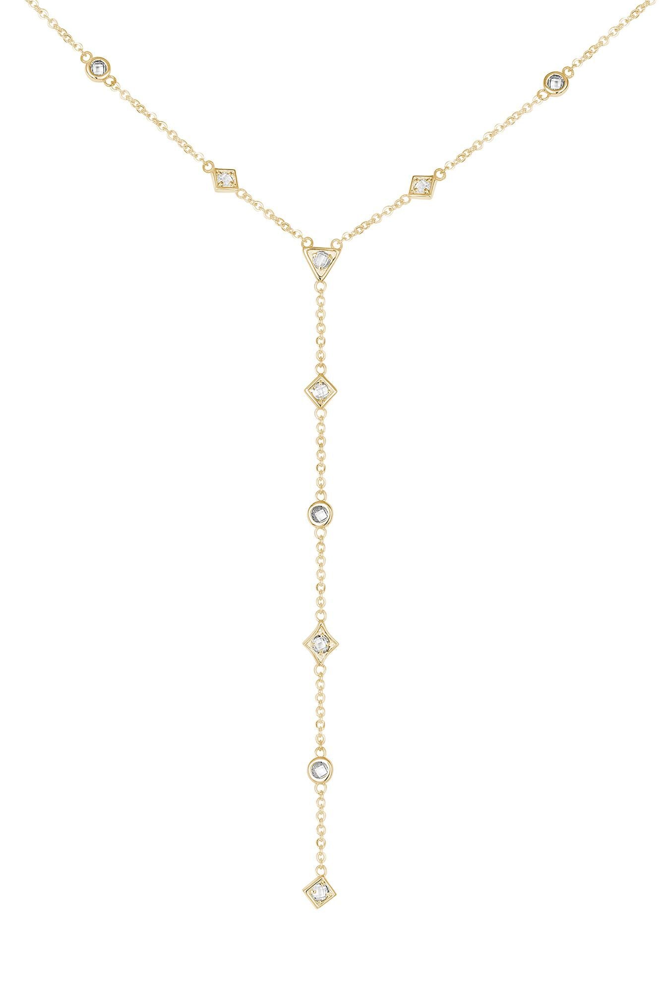 Halskette 925 Silbervergoldet Y-Kette mit Zirkonia