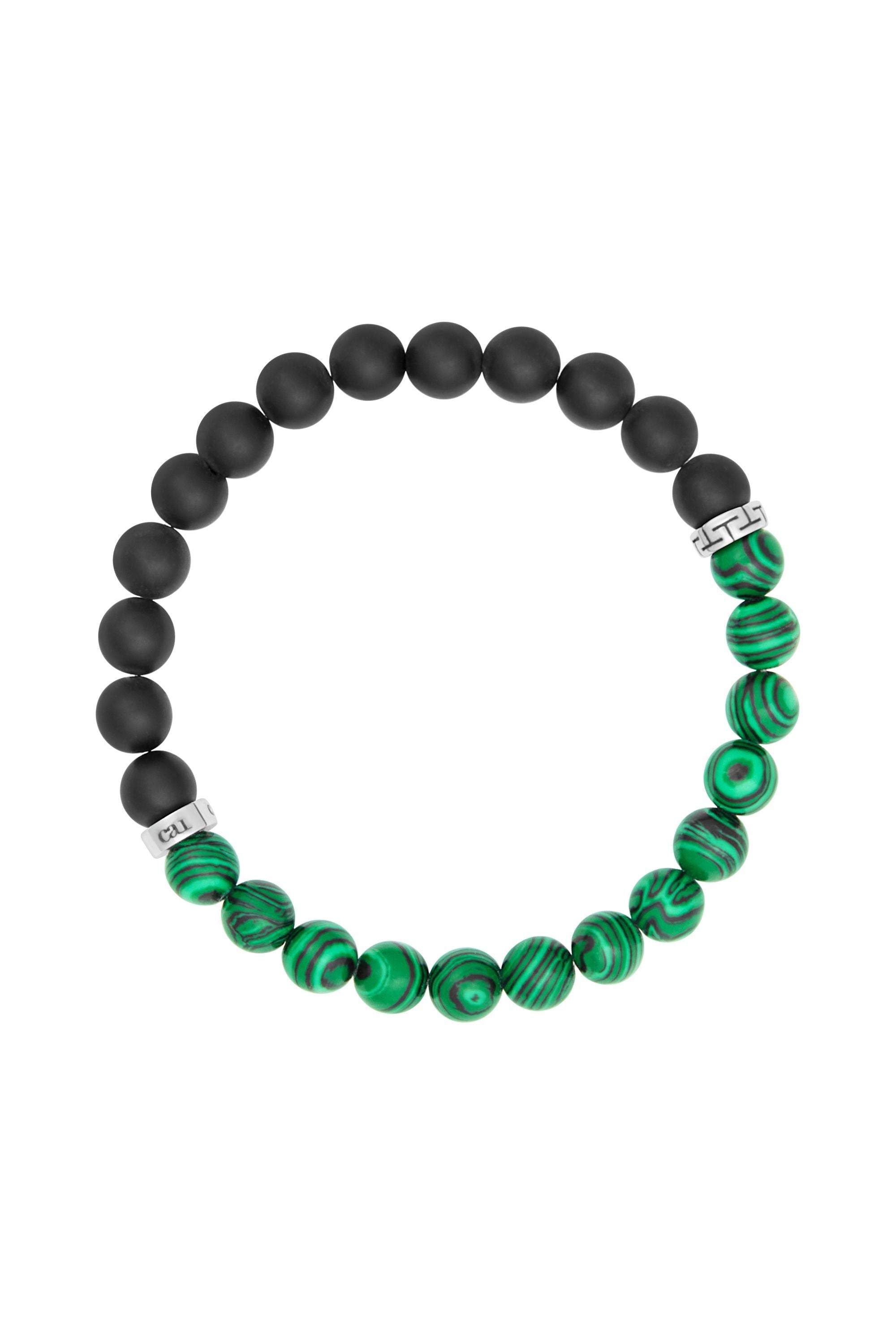 Strecht-Armband Malachit & Onyx 21cm