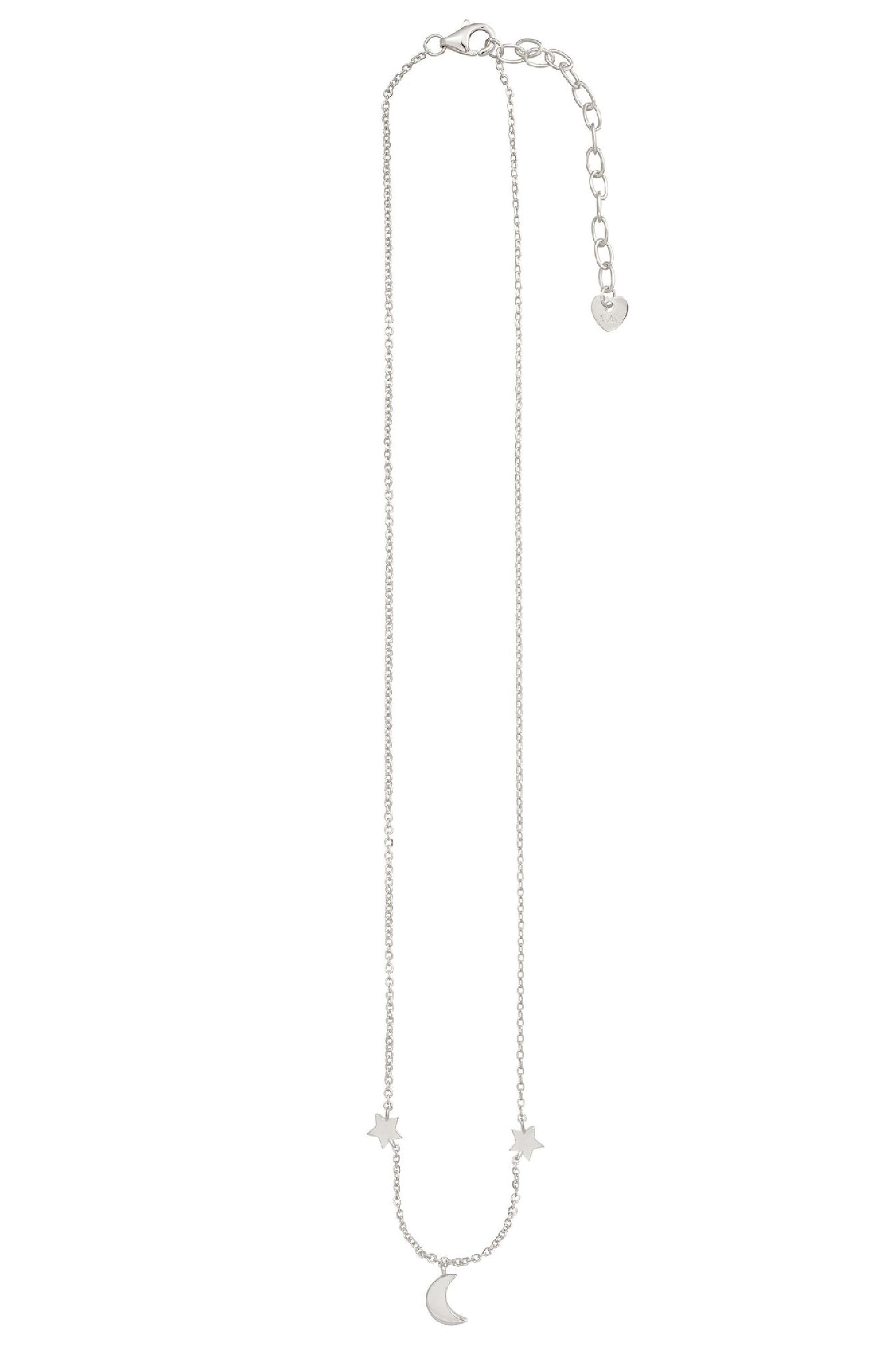 Collier 925 Sterling Silber rhodiniert Mond Sterne