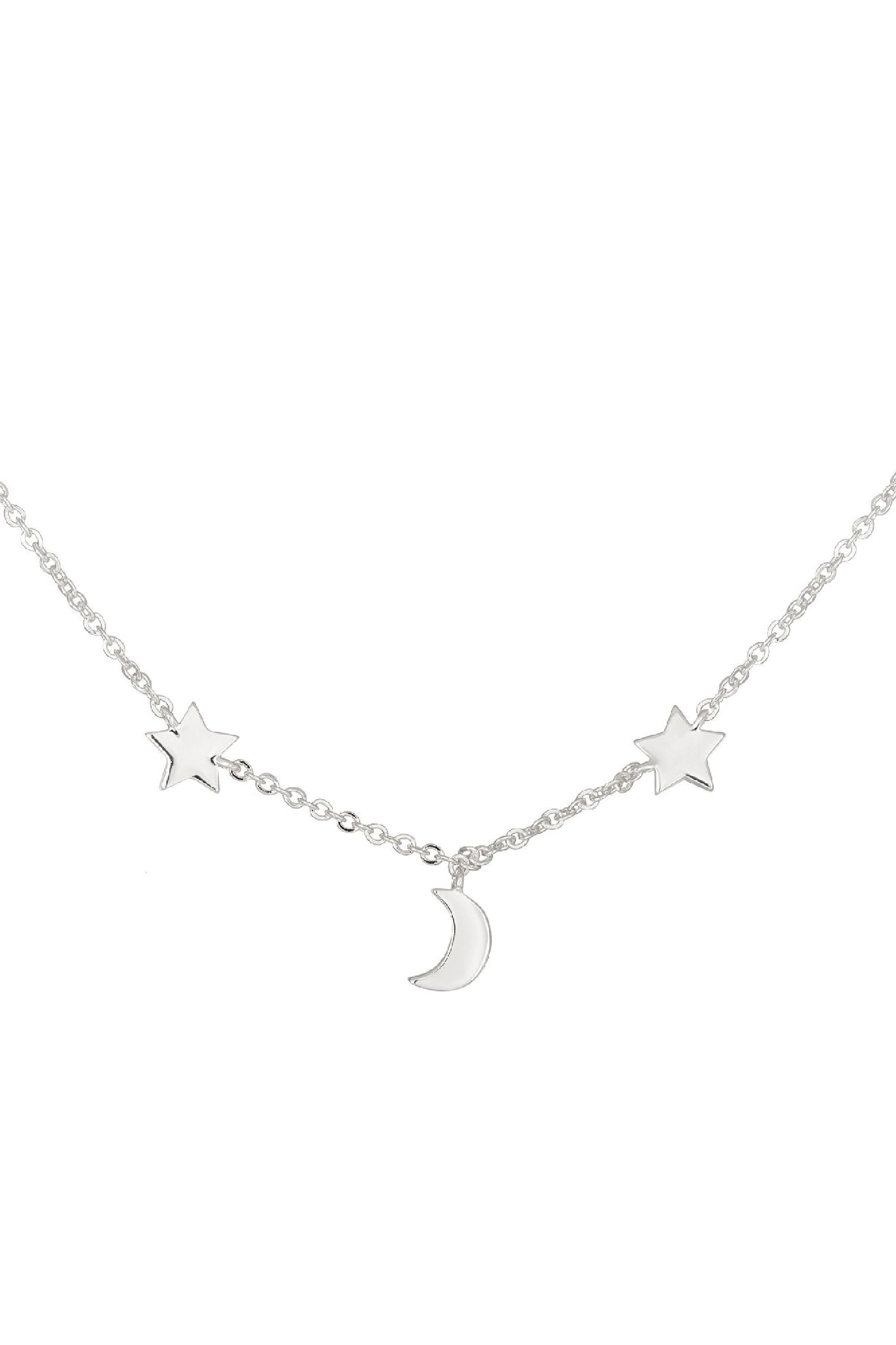 Collier 925 Sterling Silber rhodiniert Mond Sterne