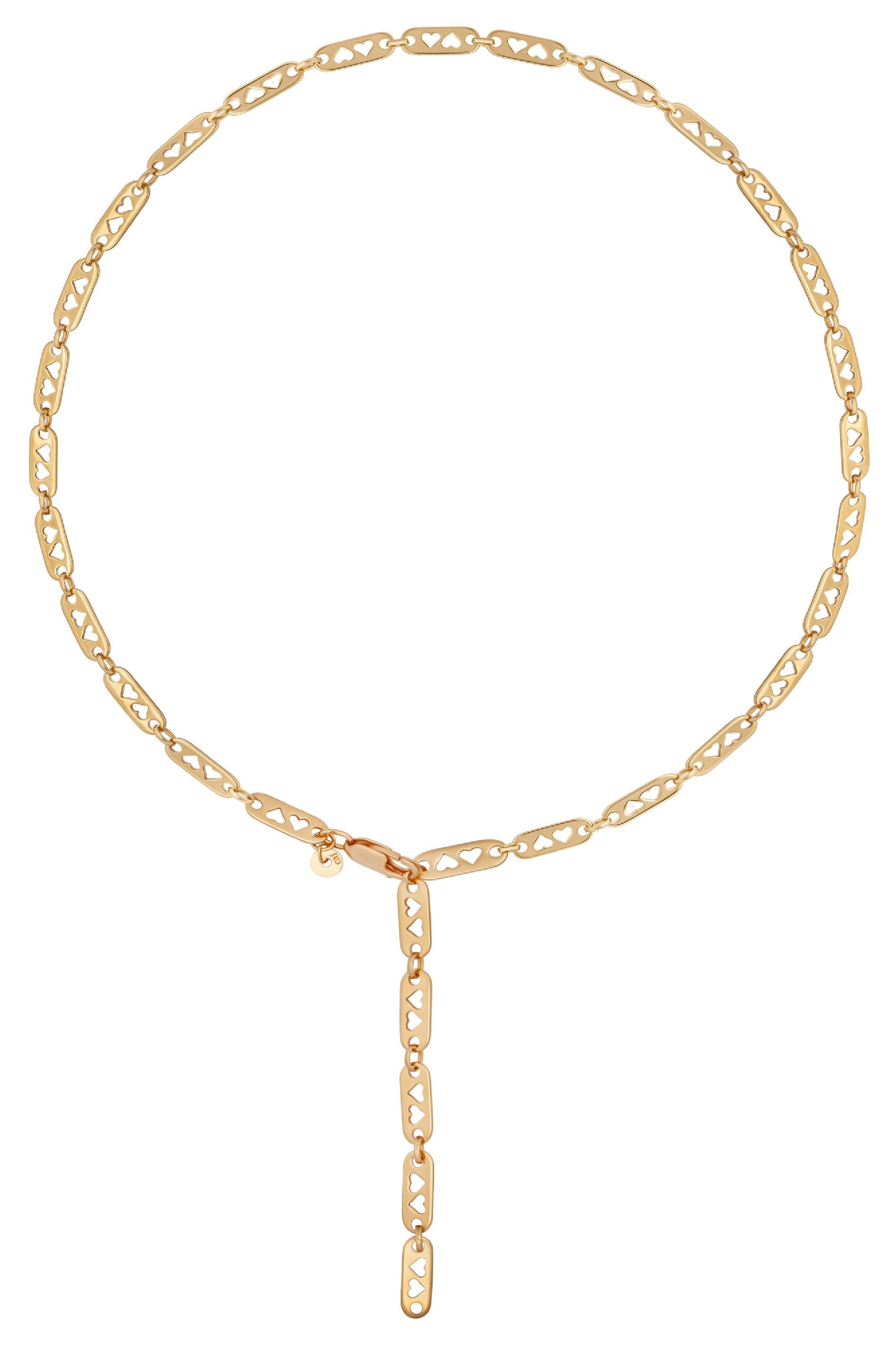 Collier 925 Silber vergoldet Kette Y-Kette Herzen